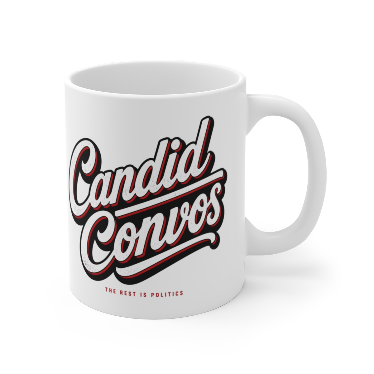 The Rest Is Politics "Candid Convos" White Mug